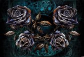 Fotobehang Alchemy Roses Tattoo | DEUR - 211cm x 90cm | 130g/m2 Vlies