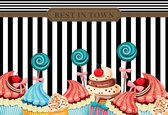 Fotobehang Cupcakes Retro | XXL - 206cm x 275cm | 130g/m2 Vlies