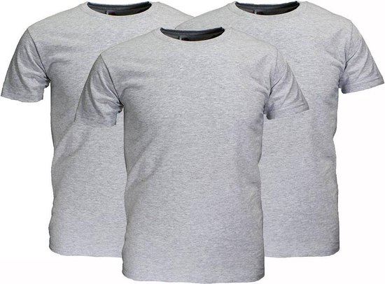 Fruit Of The Loom Blanco Katoenen T-Shirts 3 stuks pakket Grijs Gemeleerd, Maat:  M