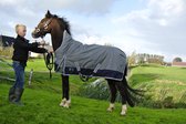 Buitendeken Halve hals 450 gram  Navy/grijze paardendeken - maat 195