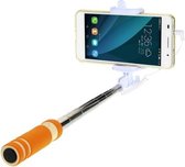 GadgetBay Opvouwbare selfiestick universeel - Oranje Wit - Audio afstandsbediening