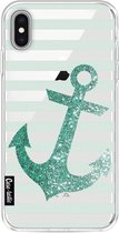 Casetastic Apple iPhone XS Max Hoesje - Softcover Hoesje met Design - Glitter Anchor Mint Print