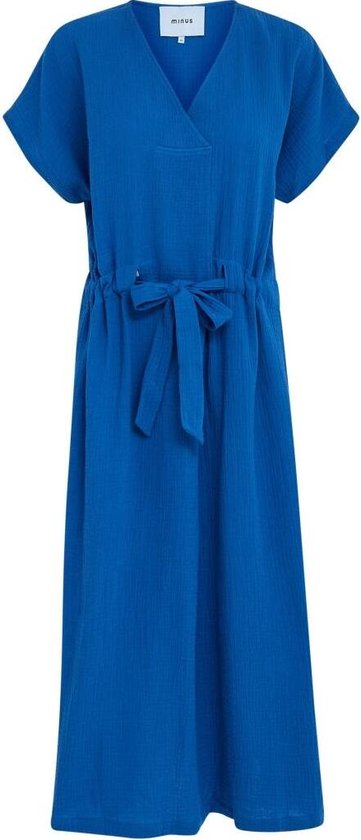 Minus Hemma Midi Dress 2 Jurken Dames - Kleedje - Rok - Jurk - Blauw/wit gestreept - Maat 36