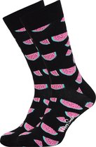 Happy Socks herensokken Watermelon Sock zwart met roze