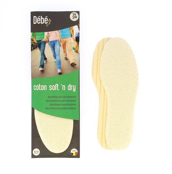 DEBE Coton soft 'n dry - Vocht absorberende en antibacteriële inlegzool - 38