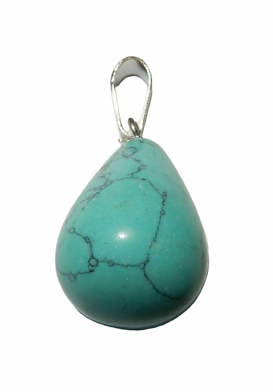 Edelsteen Hanger Turkoois Hartje - Verguld - 10 mm