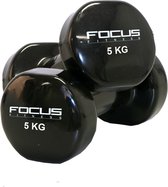 Vinyl Dumbbell Focus Fitness - 2 x 5 kg - Zwart