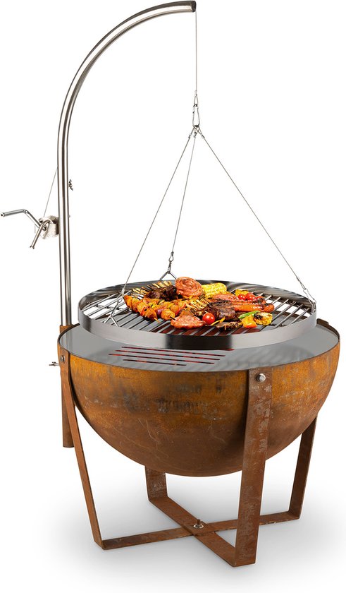 Blumfeldt Fire Globe vuurschaal - Vuurkorf en barbecue - Ø60cm - BBQ - Geschikt voor stoken met brandhout - Staal