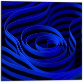 Dibond - Willekeurige Abstracte Blauwe en Zwarte Strepen - 50x50 cm Foto op Aluminium (Wanddecoratie van metaal)