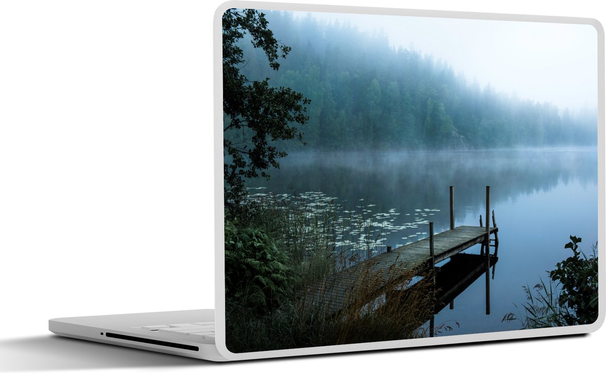 Laptop sticker - 15.6 inch - Natuur - Meer - Bos - Mist - 36x27,5cm - Laptopstickers - Laptop skin - Cover