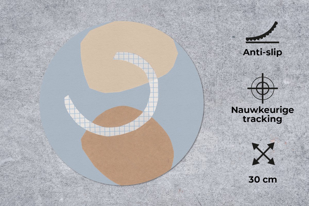 Muismat rond 30x30 cm - Mousepad Vormen - Blauw - Pastel - Ruitjes - Abstract - Ronde muismatten