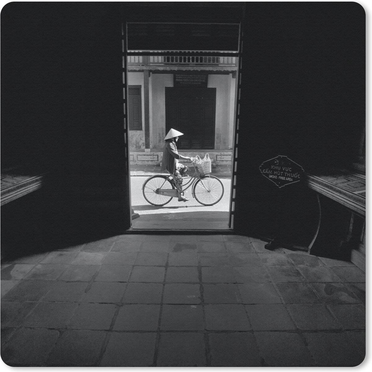 Muismat 20x20 cm - Mousepad Deur - Fiets - Straat - Architectuur - Muismatten