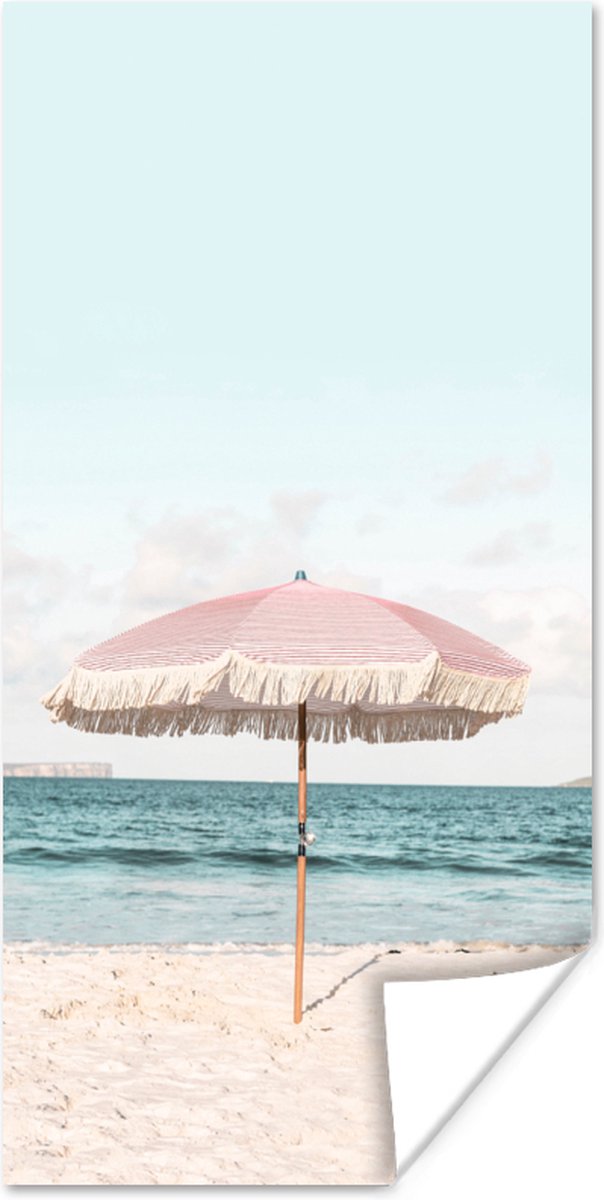 Poster Parasol - Strand - Zee - Wolken - 40x80 cm