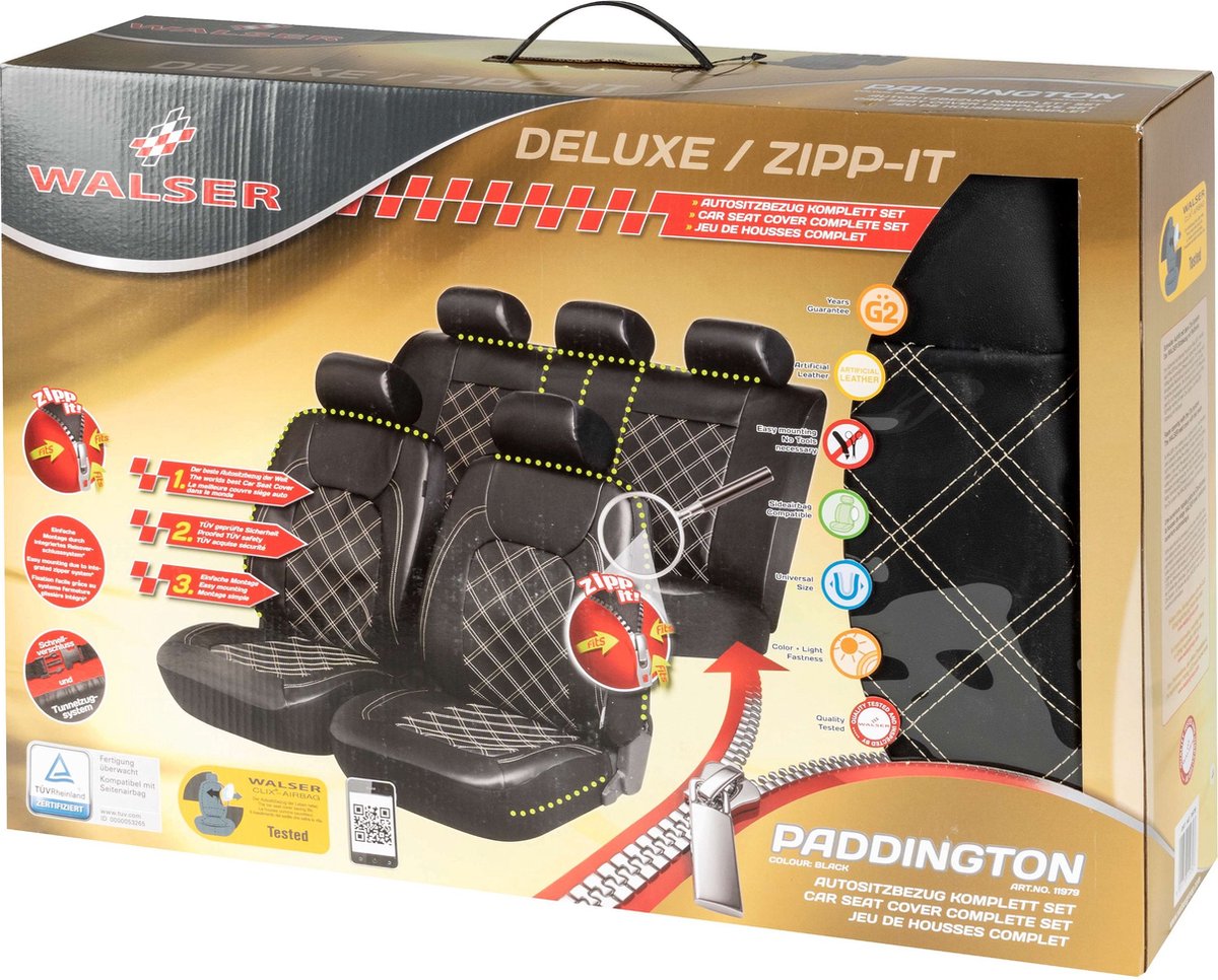 Deluxe Auto stoelbeschermer set, met | 2... ZIPP-IT Paddington Autostoelhoes, Zipper bol