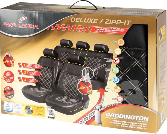 Deluxe met Auto 2... stoelbeschermer ZIPP-IT Paddington Zipper bol Autostoelhoes, | set,