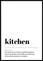 Poster Kitchen - 30x40 cm met Fotolijst - Woordenboek poster - Ingelijst – WALLLL