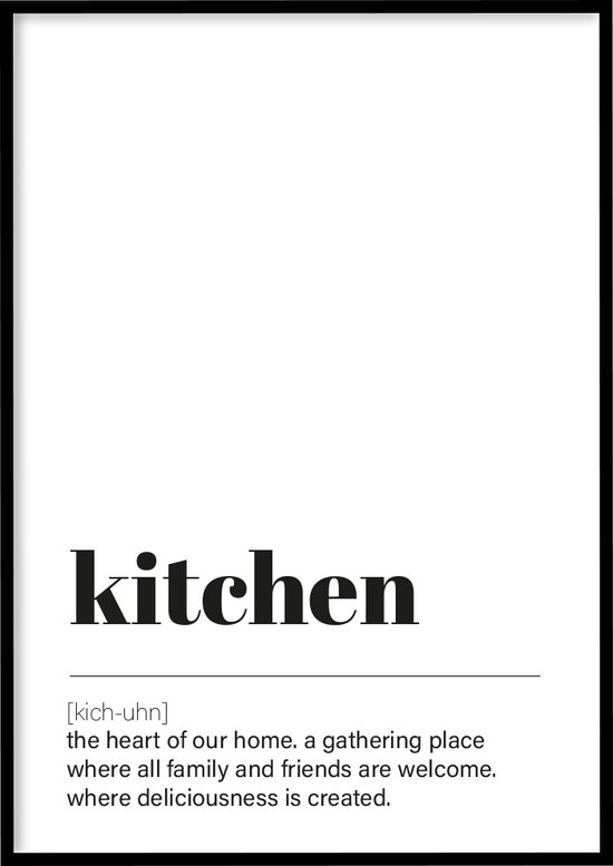 Foto: Poster kitchen 30x40 cm met fotolijst woordenboek poster ingelijst wallll