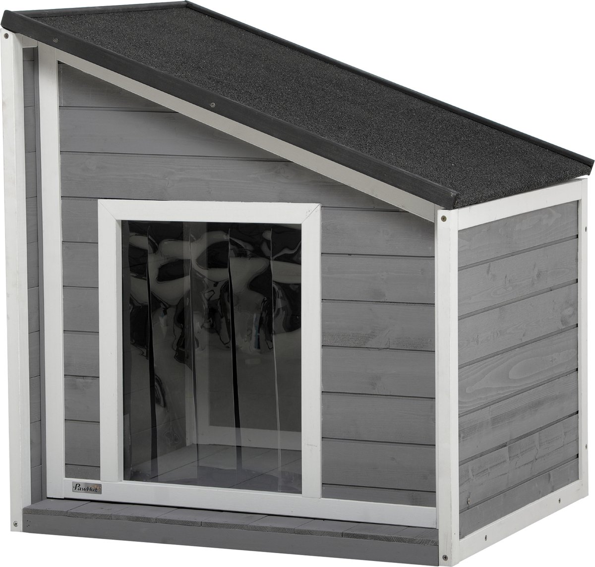 PawHut hondenhok - met opklapbaar schuin asfaltdak - 71x58x53/77 cm