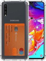 Smartphonica Samsung Galaxy A70 hoesje met pasjeshouder - transparant TPU shockproof / Siliconen / Back Cover geschikt voor Samsung Galaxy A70