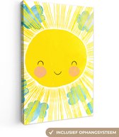 Tableau toile Soleil - Jaune - Enfants - Illustration - 20x30 cm - Décoration murale