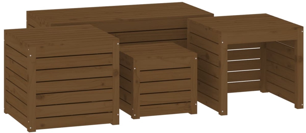 vidaXL - 4-delige - Tuinboxset - massief - grenenhout - honingbruin