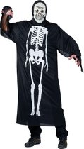 Verkleedpak kleed met skelet tekening en masker volwassene Skeleton Dress One Size - Carnavalskleding