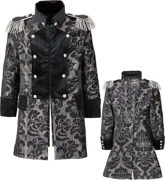 Widmann - Middeleeuwen & Renaissance Kostuum - Royale Paradejas Zilver Man - Zwart, Zilver - Medium - Halloween - Verkleedkleding
