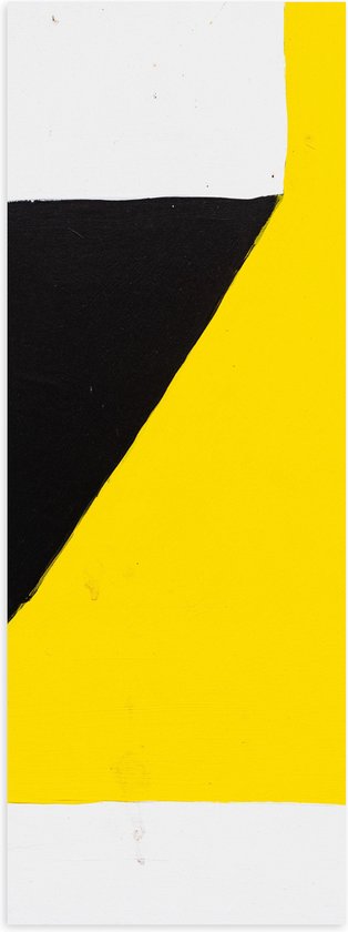 Poster (Mat) - Geometrische Vakken in Zwart, Wit en Geel - 20x60 cm Foto op Posterpapier met een Matte look