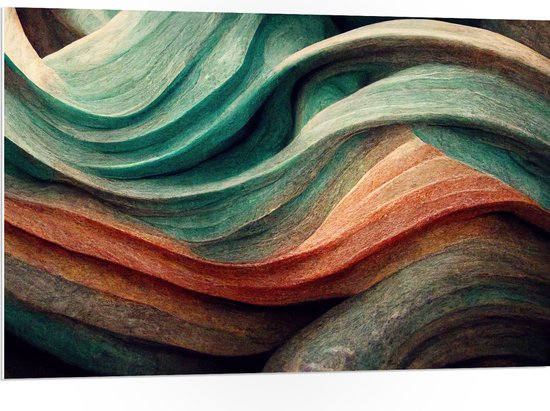 PVC Schuimplaat- Abstracte Golvende Vormen in Verschillende Kleuren - 105x70 cm Foto op PVC Schuimplaat