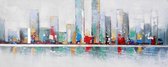 Schilderij - Handgeschilderd - Skyline 4, 150x60cm