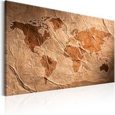 Schilderij - Papieren Wereldkaart
