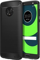 Motorola Moto G6 Plus Geborsteld TPU Hoesje Zwart