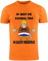Ik ben de Koning van de slechte versiertrucs Oranje Heren T-Shirt | grappig | Koningsdag | sjans | Shirt