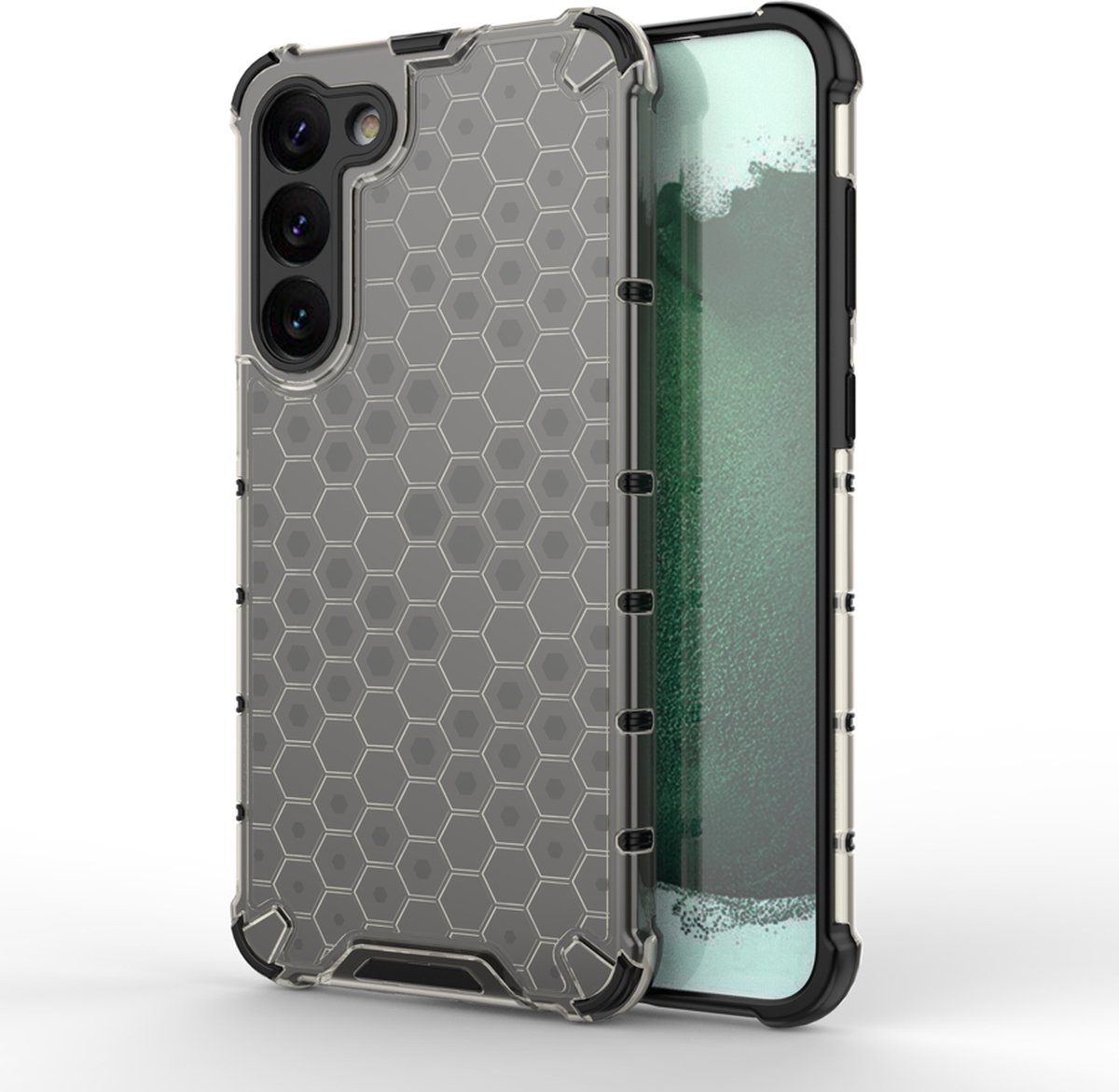 Honeycomb gepantserde hybride case geschikt voor Samsung Galaxy S23 PLUS - zwart