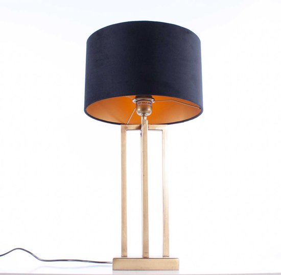Tafellamp | 30 cm | roma vierkant | E27 | brons | metaal en stof | moderne sfeer verlichting
