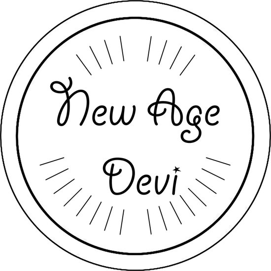 New Age Devi logo, cirkel met strepen en sierlijke letters