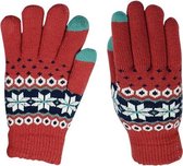 GadgetBay Winter Touchscreen Gebreide Handschoenen - Sneeuwvlokken Rood