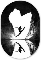 Ballet - Coeur - Grotte - Zwart - Wit Plaque en plastique (5mm d'épaisseur) - Forme miroir ovale sur plastique