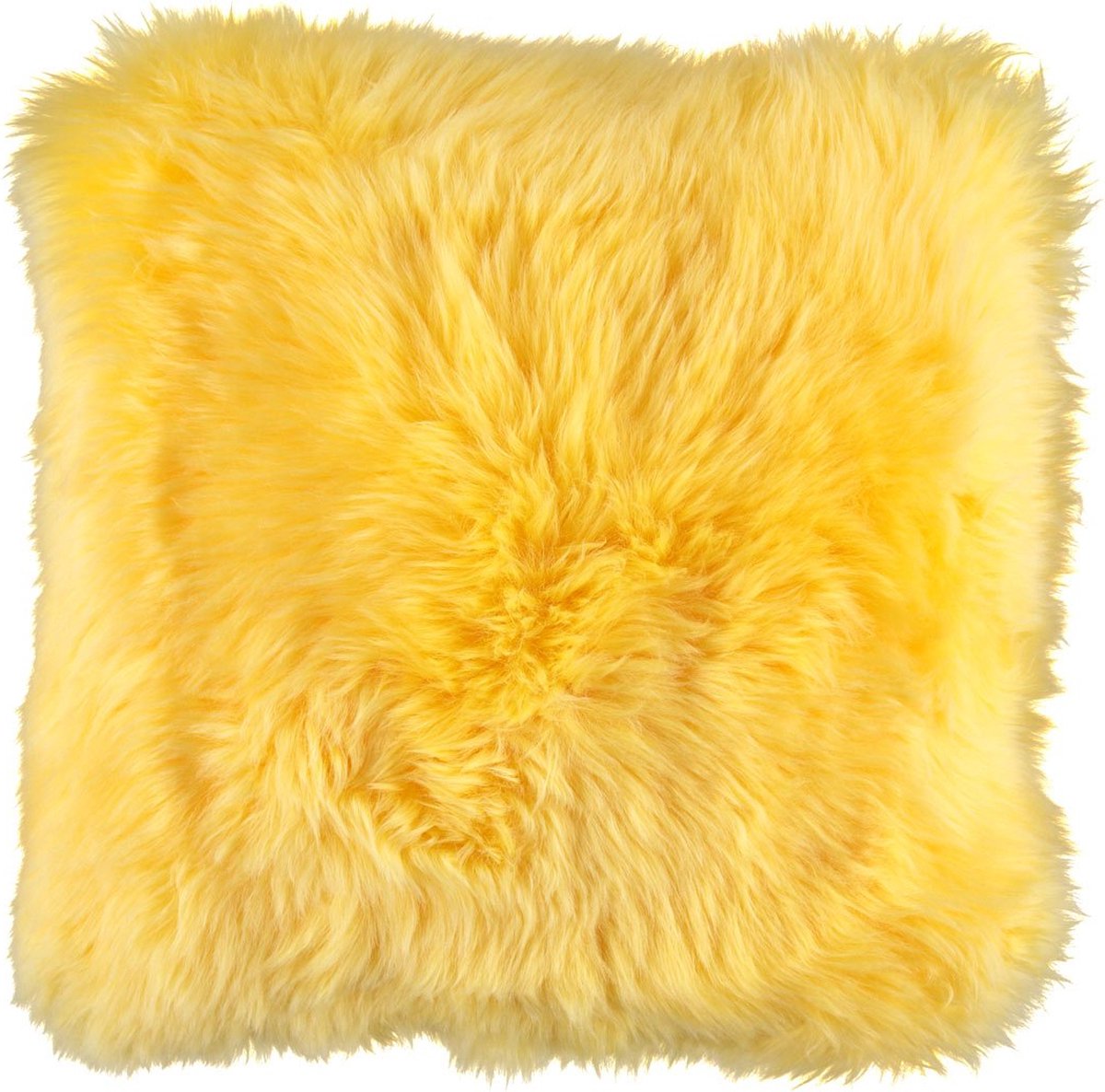 Sheepskin House Langharig Schapenvacht Kussen - 35x35 cm Imperial Yellow
