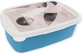 Broodtrommel Blauw - Lunchbox - Brooddoos - Vormen - Pastel - Abstract - Zwart - 18x12x6 cm - Kinderen - Jongen