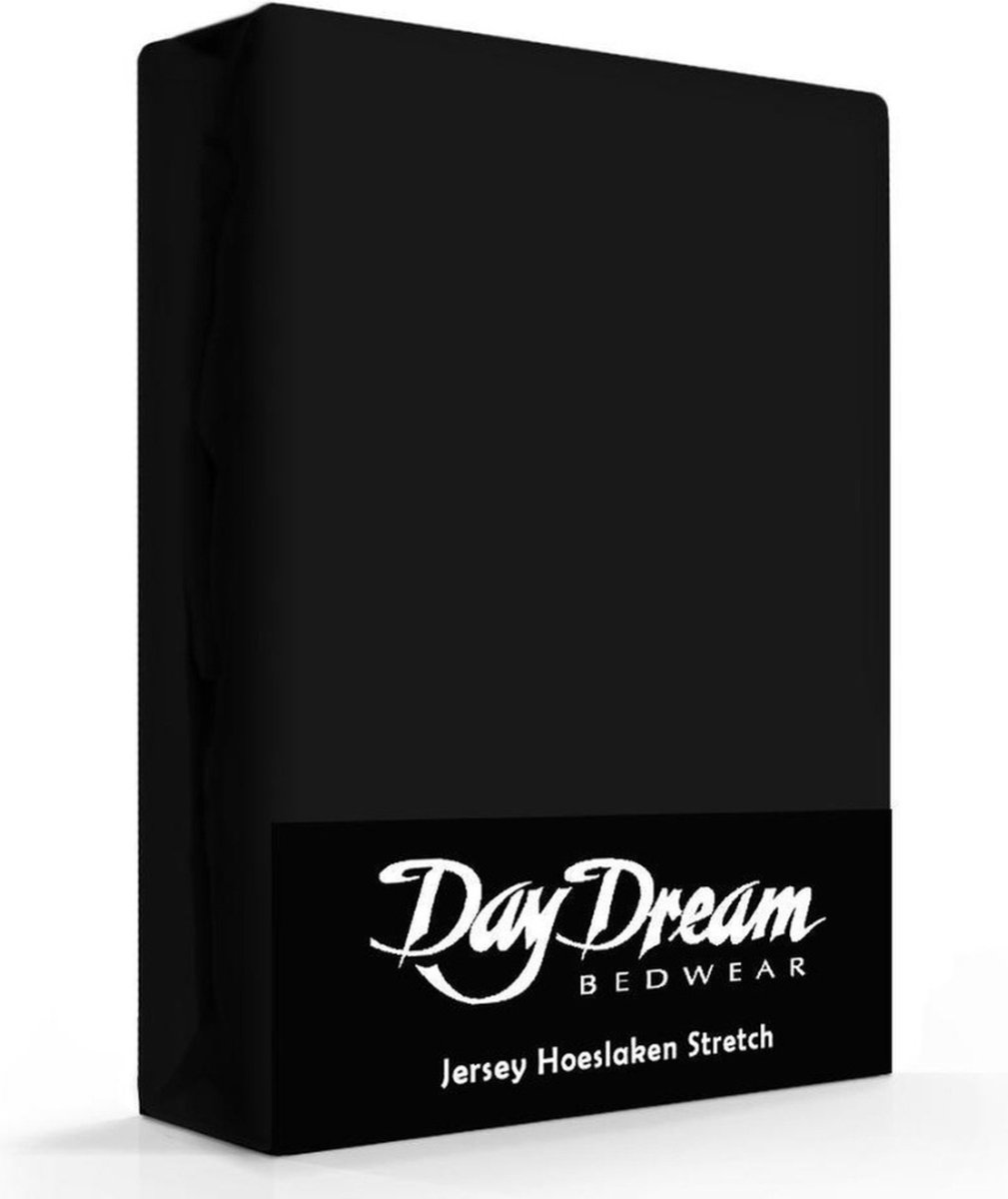 Day Dream - Hoeslaken - Jersey - 140 x 200 cm - Zwart - Day Dream