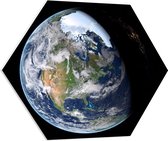 PVC Schuimplaat Hexagon - Licht en Donker op Aarde in het Heelal - 80x69.6 cm Foto op Hexagon (Met Ophangsysteem)