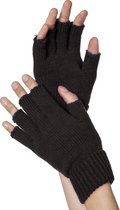 Handschoenen vingerloos gebreid uni zwart