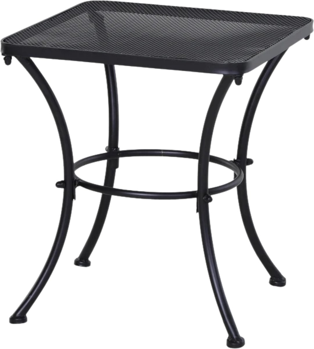 Tuintafel - Tuintafeltje - Balkontafel - Bistrotafel - Bijzettafel - Koffietafel - Zwart -Metaal - L45 x B45 x H52 cm