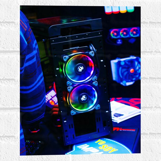 Muursticker - Box met Verschillende Kleuren Discolampen - 30x40 cm Foto op Muursticker