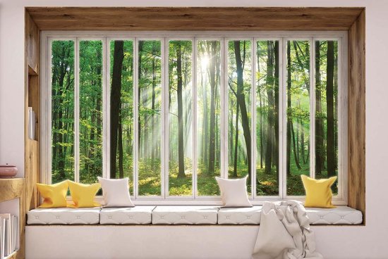Fotobehang 3D Uitzicht op Zonnig Bos | Natuur | Vliesbehang op maat