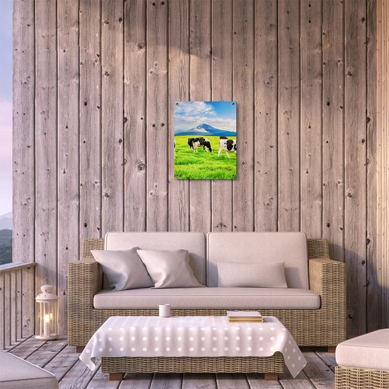 Affiche de jardin Gards Vaches dans le pré - 40x50 cm - Toile de jardin - Décoration de jardin - Décoration murale extérieure - Tableau de jardin