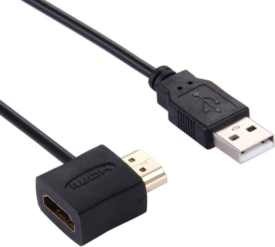 pomp Aan boord Isoleren HDMI vrouwtje + HDMI mannetje naar USB 2.0 mannetje Connector Adapter kabel,  Kabel... | bol.com