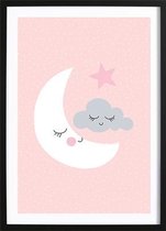 Night Night Moon (70x100cm) - Wallified - Kinderen - Poster - Print - Kinderkamer - Baby - New Born - Peuter - Kleuter - Wall-Art - Woondecoratie - Kunst - Posters