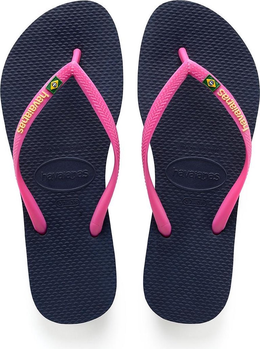 samenwerken Grafiek Aan boord Havaianas slippers slim brasil logo navy blauw/roze - Maat 37/38 | bol.com